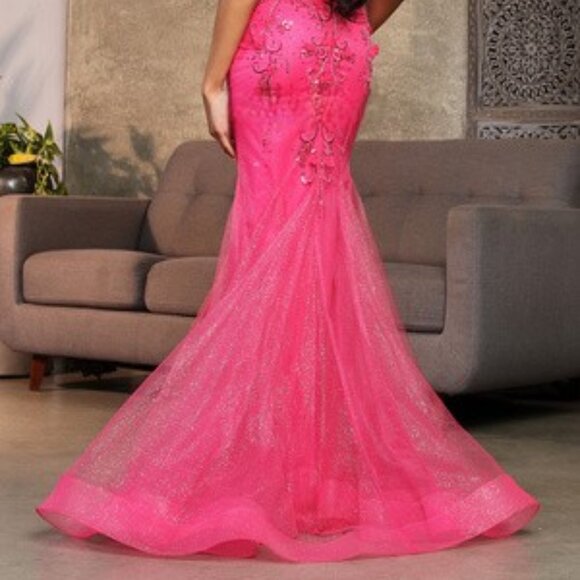 Fuchsia mermaid long new formal dress. Prom party gala evening wedding guest - Picture 4 of 6